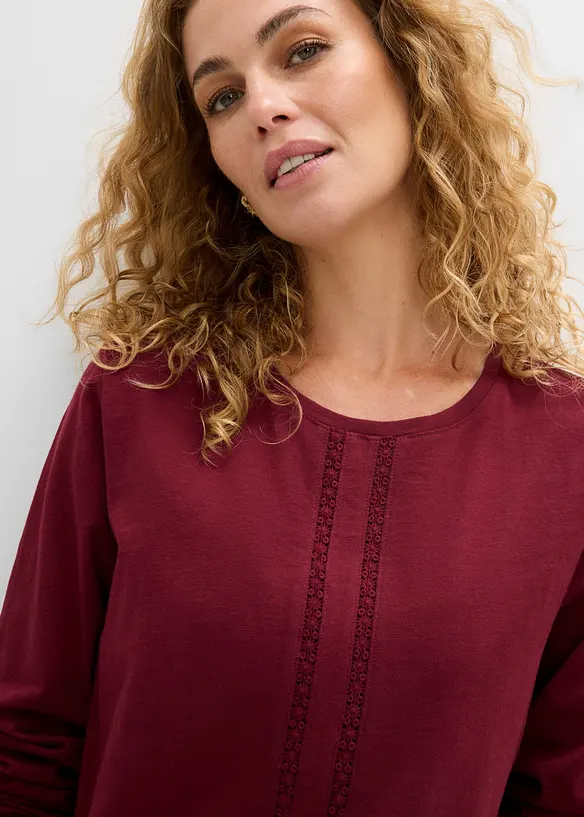 Maglia di puro cotone con pizzo, bonprix