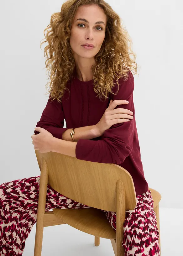 Maglia di puro cotone con pizzo, bonprix