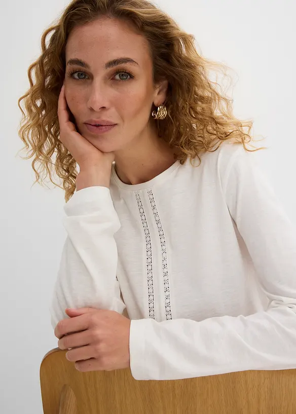 Maglia di puro cotone con pizzo, bonprix