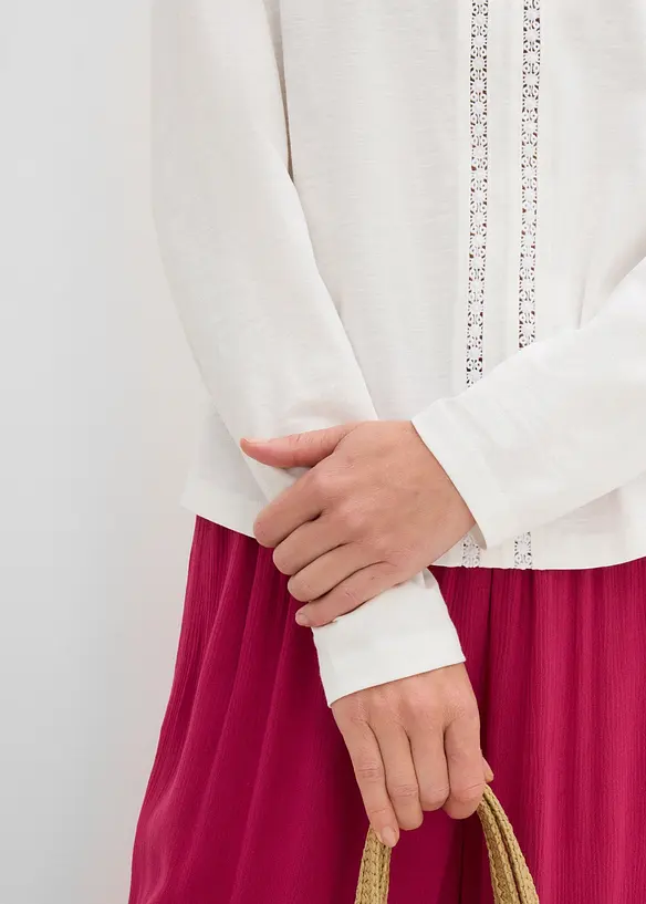 Maglia di puro cotone con pizzo, bonprix