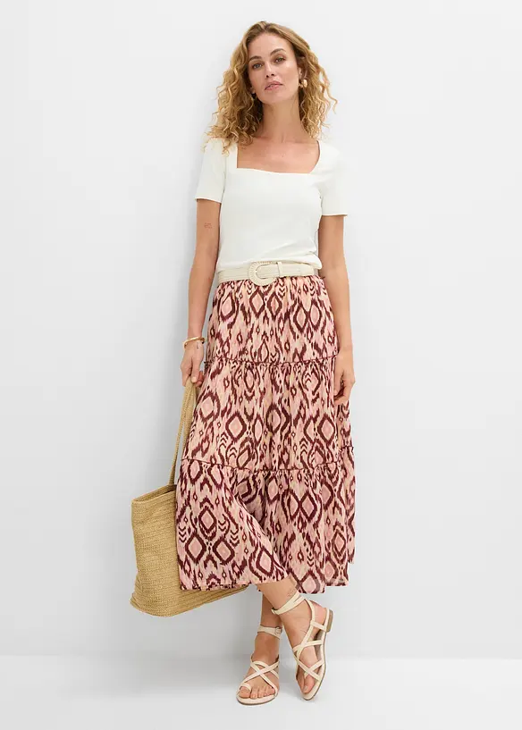 Gonna a balze in chiffon, bonprix