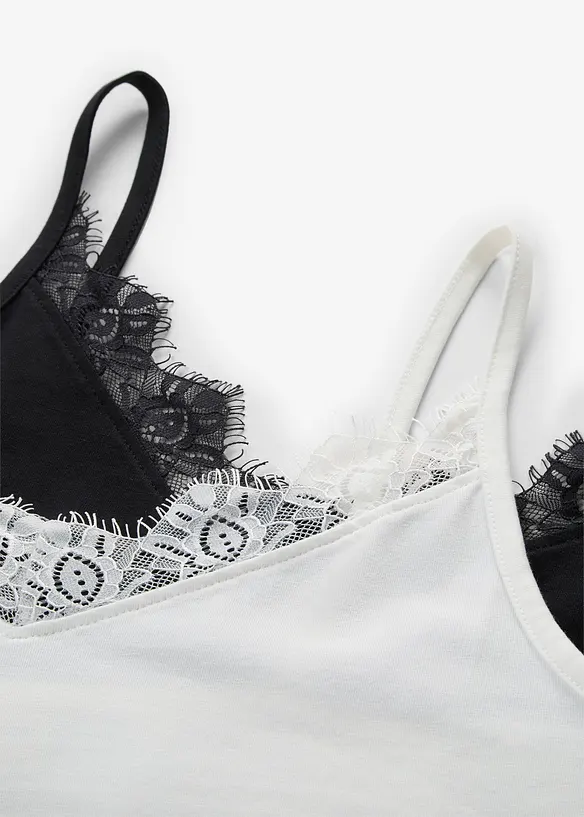 Top con pizzo (pacco da 2), bonprix