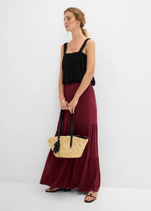 Gonna a balze in misto viscosa fluido, bonprix