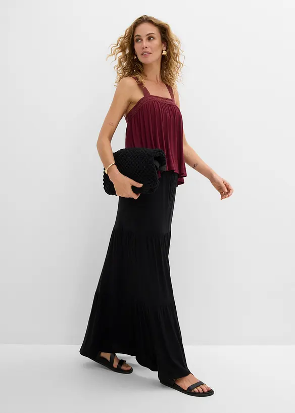 Gonna a balze in misto viscosa fluido, bonprix