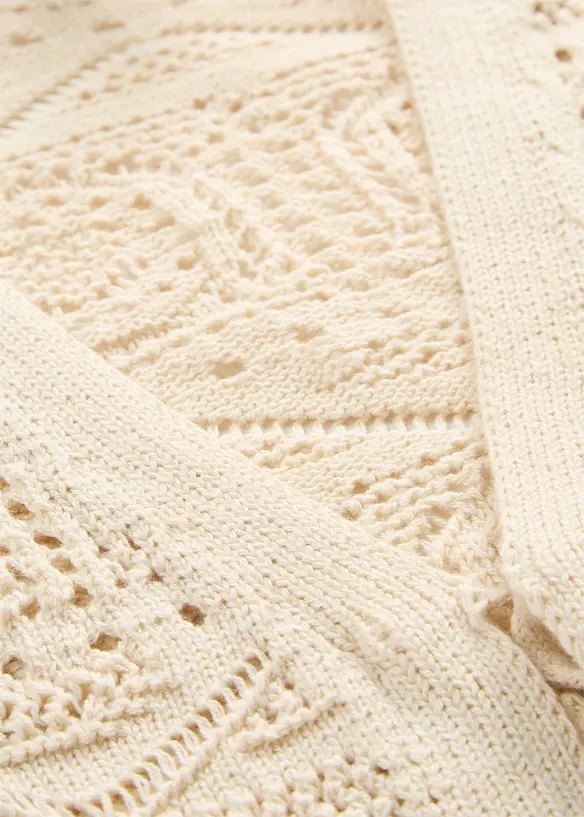Cardigan in maglia traforata di misto cotone, bonprix