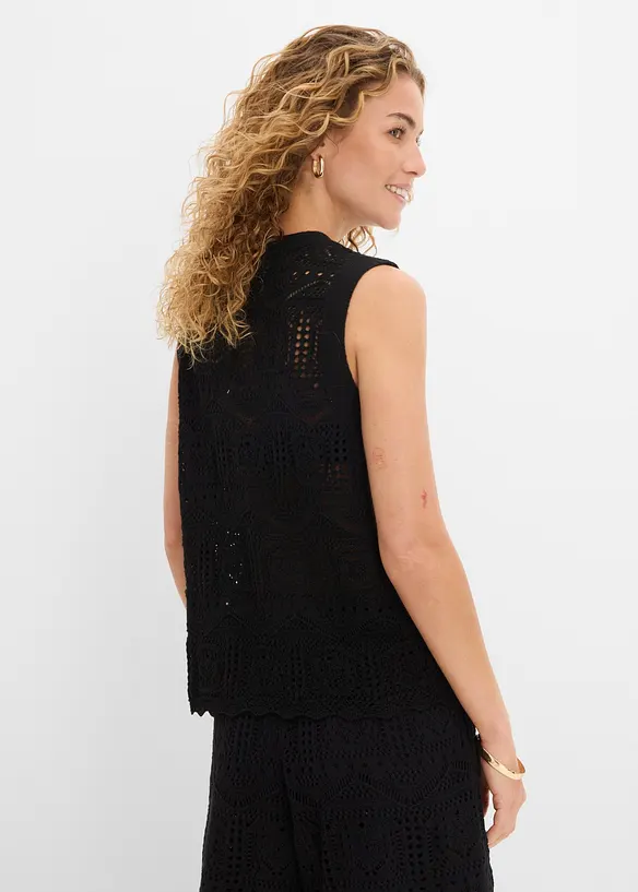 Cardigan in maglia traforata di misto cotone, bonprix