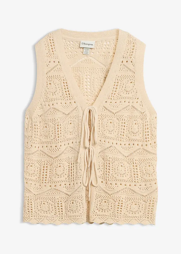 Cardigan in maglia traforata di misto cotone, bonprix
