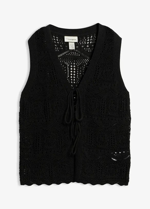 Cardigan in maglia traforata di misto cotone, bonprix