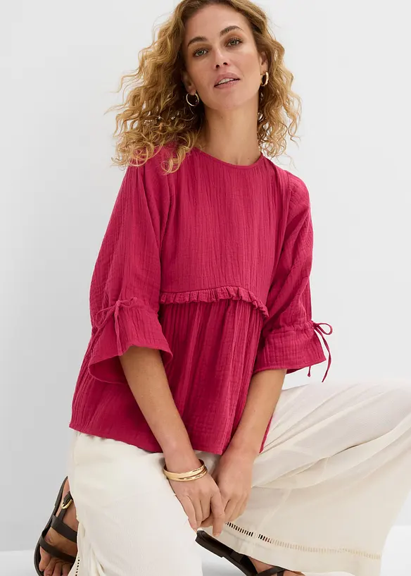 Blusa in mussola vaporosa, bonprix