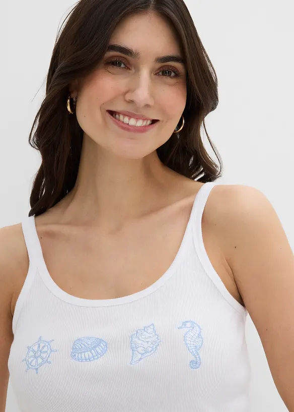 Top a costine in puro cotone biologico, bonprix