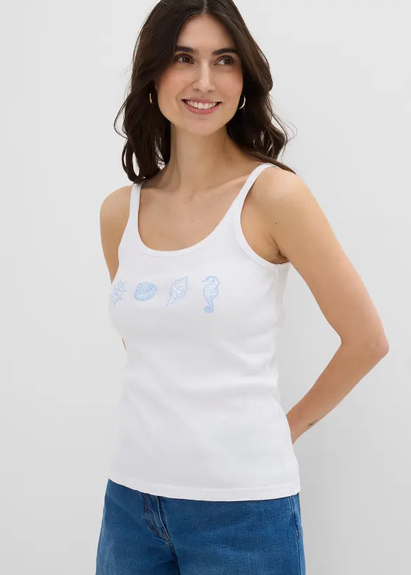 Top a costine in puro cotone biologico, bonprix