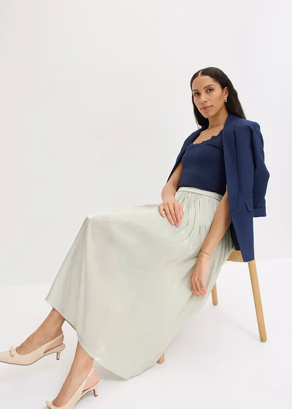 Gonna midi con effetto crinkle, bonprix