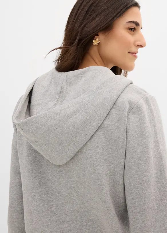 Felpa con zip e cappuccio in puro cotone, bonprix