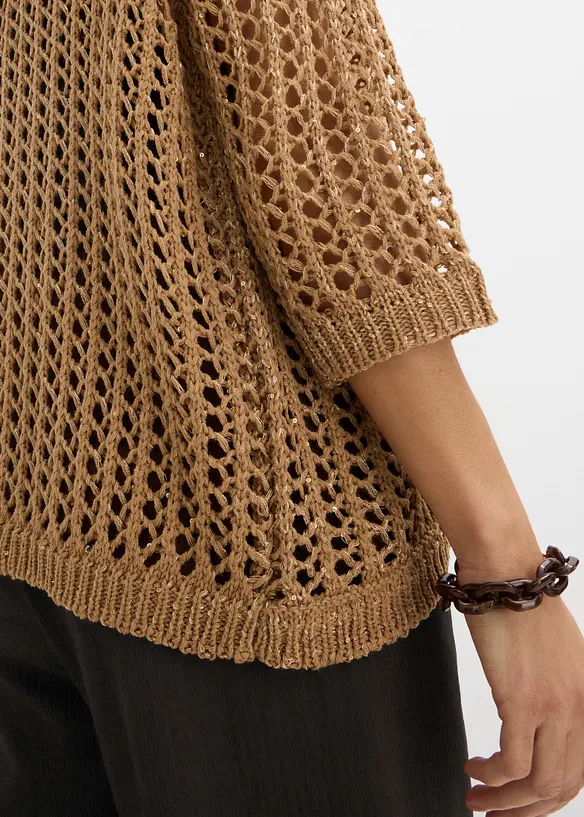 Cardigan traforato con paillettes, bonprix