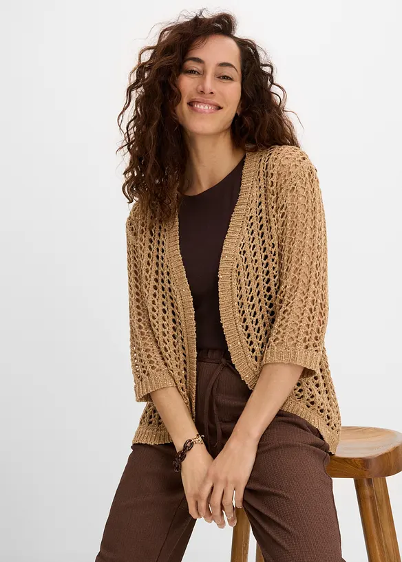 Cardigan traforato con paillettes, bonprix