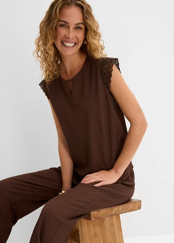 Top in cr&ecirc;pe operato, bonprix