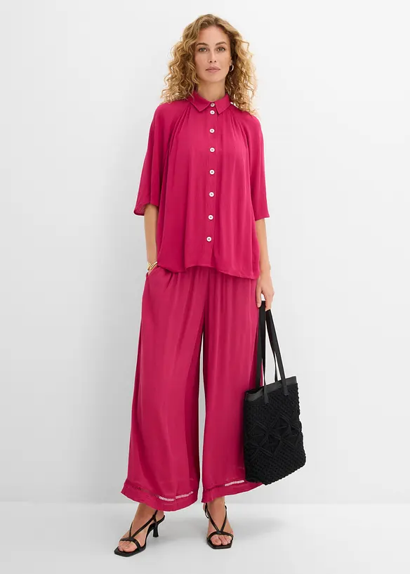 Camicetta oversize in viscosa operata, bonprix
