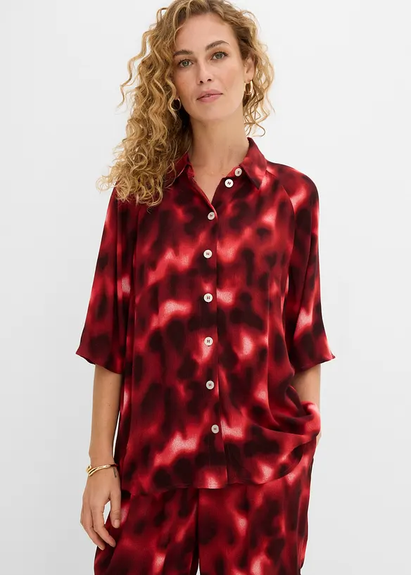 Camicetta oversize in viscosa operata, bonprix