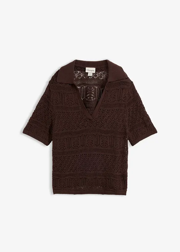 Maglione traforato in misto cotone, bonprix