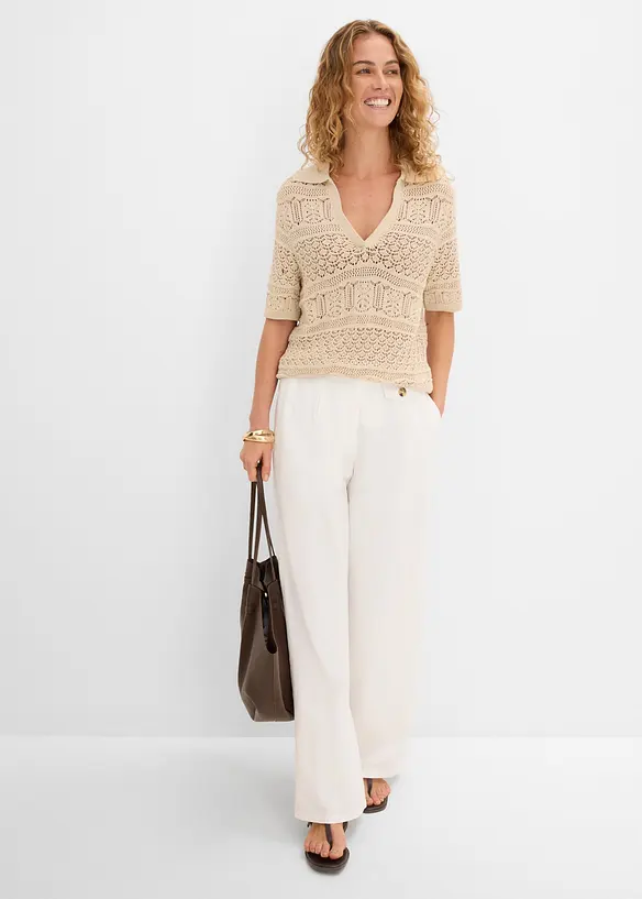 Maglione traforato in misto cotone, bonprix