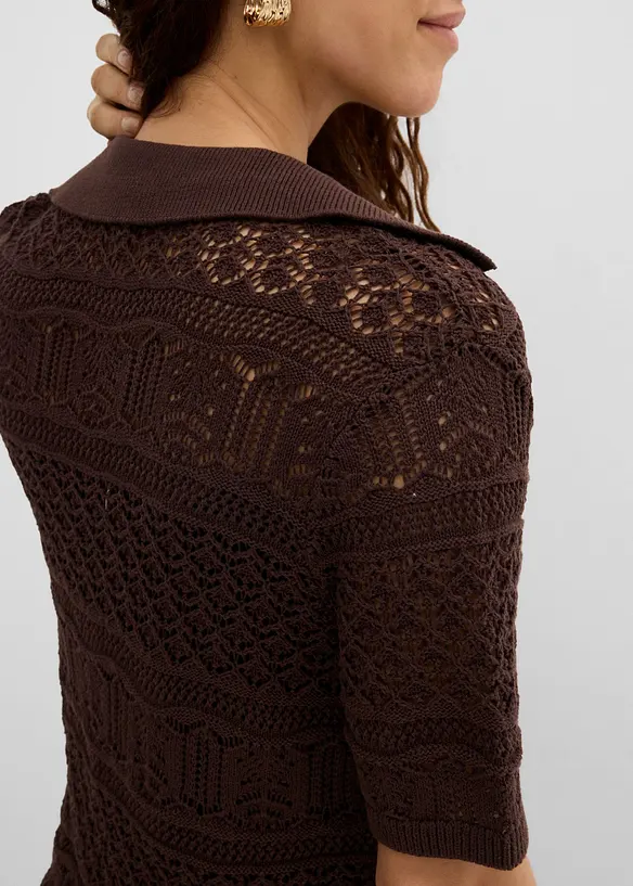 Maglione traforato in misto cotone, bonprix