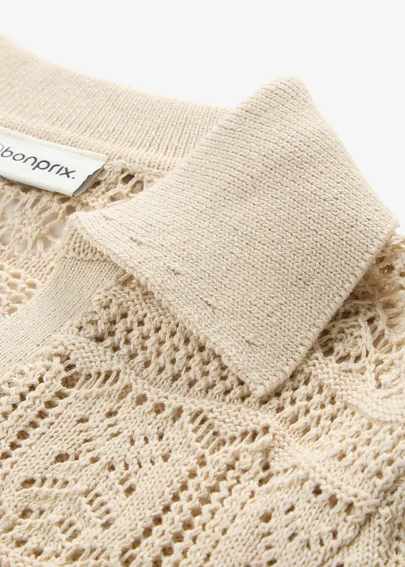 Maglione traforato in misto cotone, bonprix