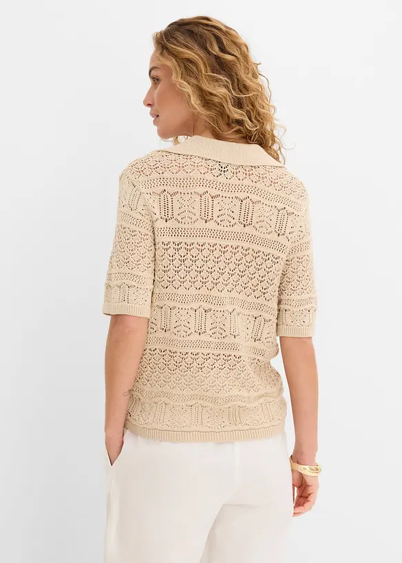 Maglione traforato in misto cotone, bonprix