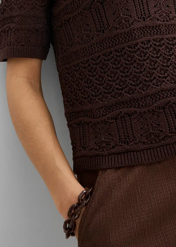 Maglione traforato in misto cotone, bonprix