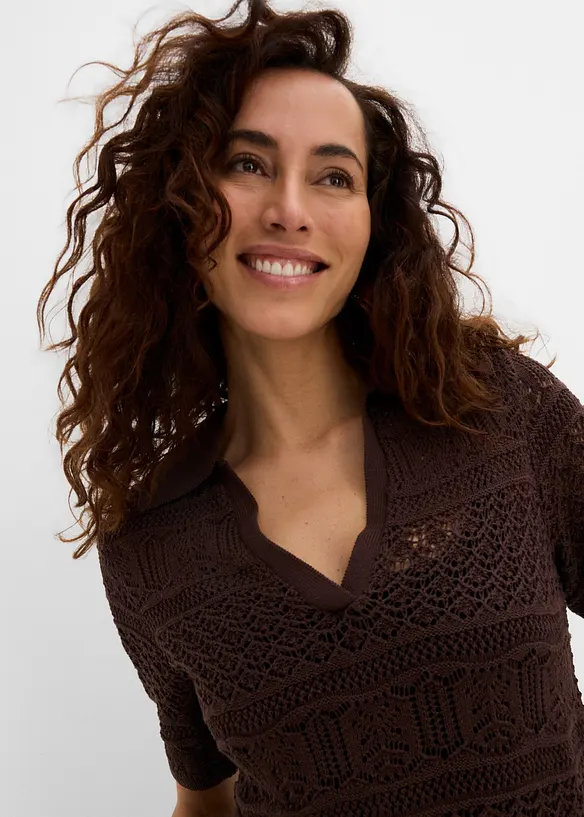 Maglione traforato in misto cotone, bonprix