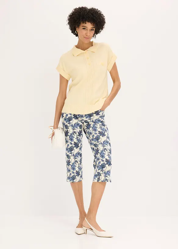 Pantaloni capri in cotone elasticizzato, bonprix