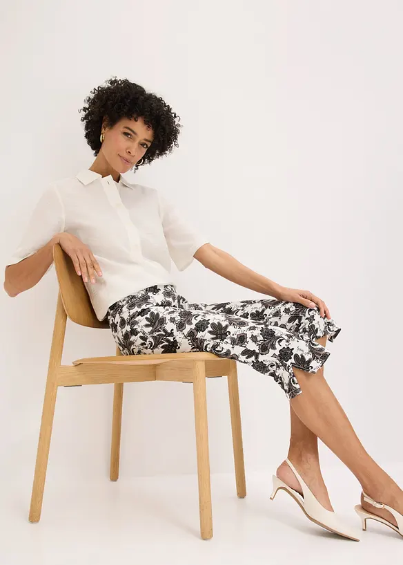 Pantaloni capri in cotone elasticizzato, bonprix
