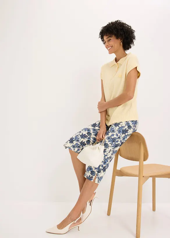 Pantaloni capri in cotone elasticizzato, bonprix