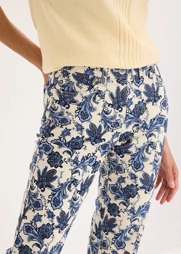 Pantaloni capri in cotone elasticizzato, bonprix
