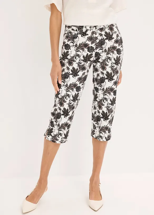 Pantaloni capri in cotone elasticizzato, bonprix