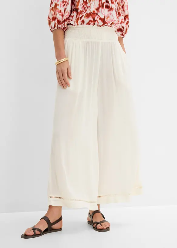 Pantaloni culotte in viscosa operata, bonprix