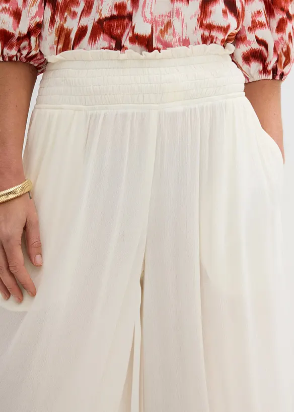 Pantaloni culotte in viscosa operata, bonprix