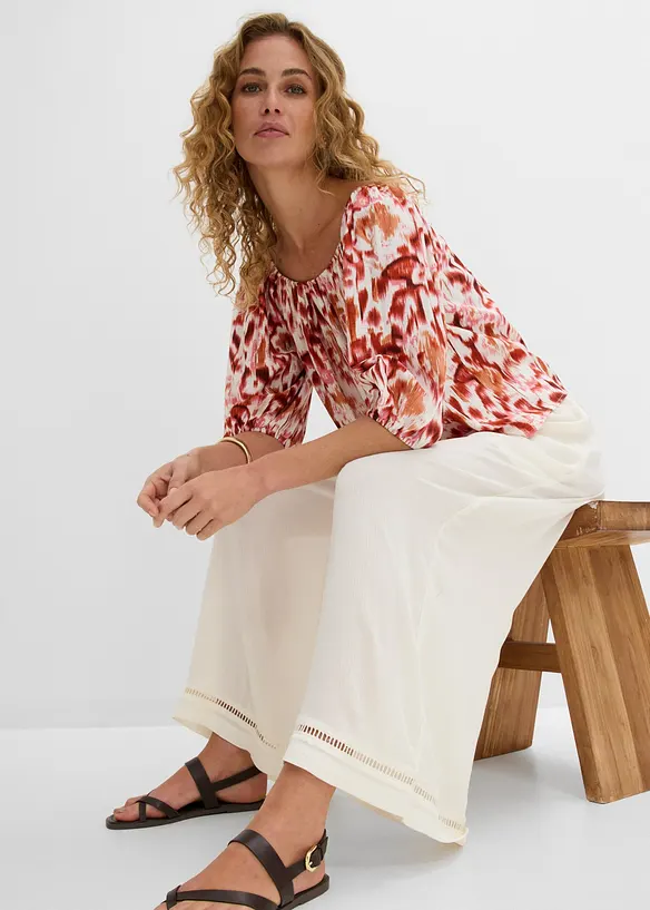 Pantaloni culotte in viscosa operata, bonprix