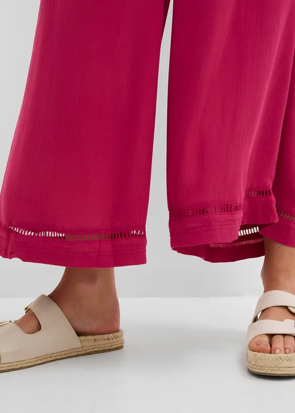 Pantaloni culotte in viscosa operata, bonprix