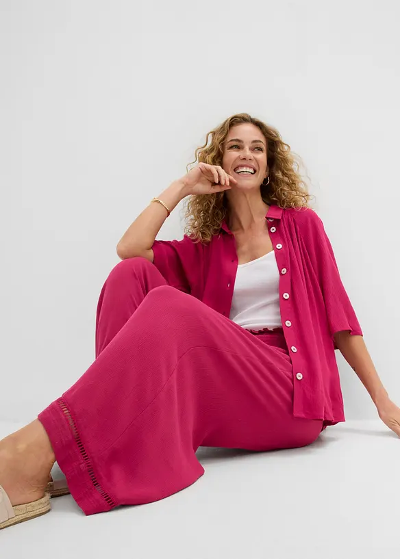 Pantaloni culotte in viscosa operata, bonprix