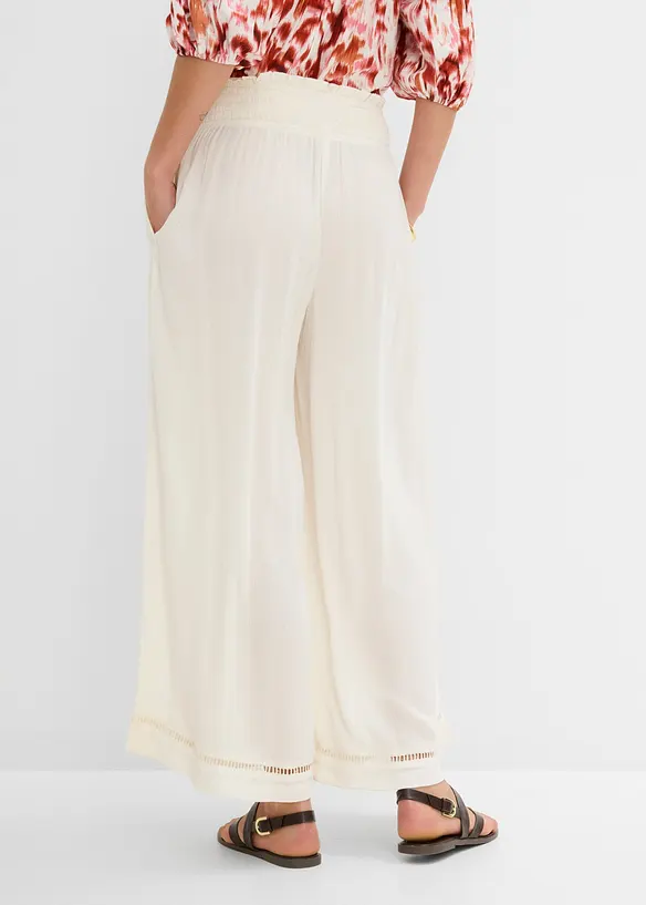 Pantaloni culotte in viscosa operata, bonprix