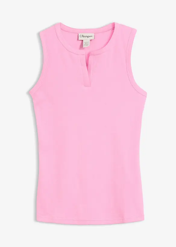 Top a costine in cotone biologico elasticizzato, bonprix