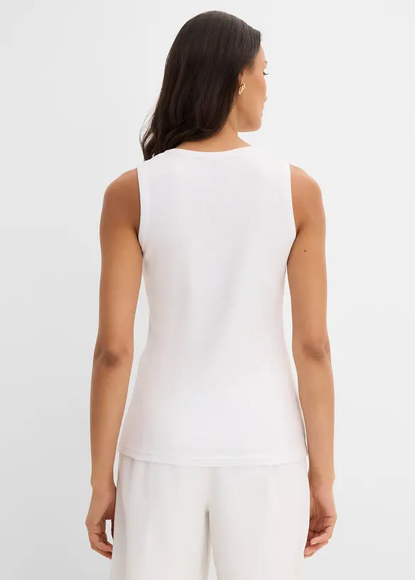 Top a costine in cotone biologico elasticizzato, bonprix