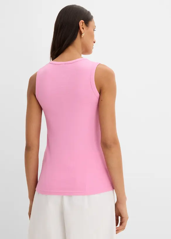 Top a costine in cotone biologico elasticizzato, bonprix