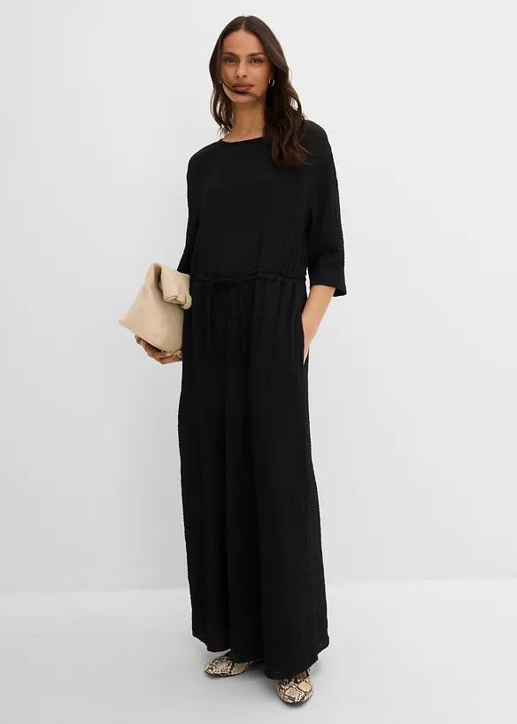 Abito midi in materiale operato, bonprix