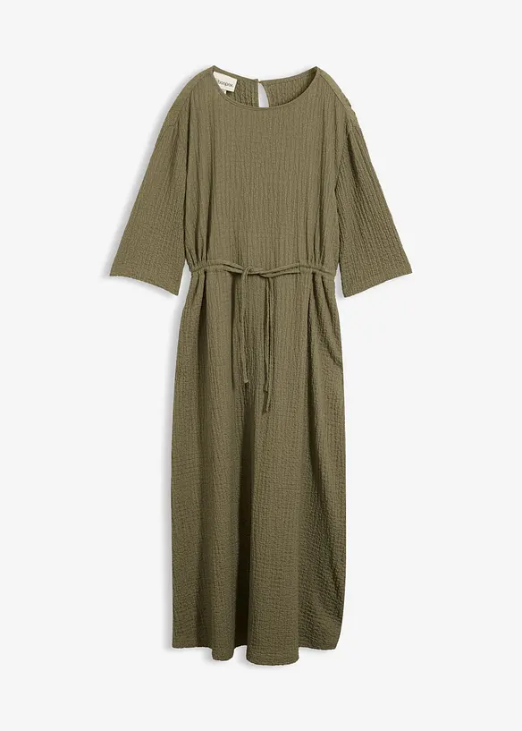 Abito midi in materiale operato, bonprix