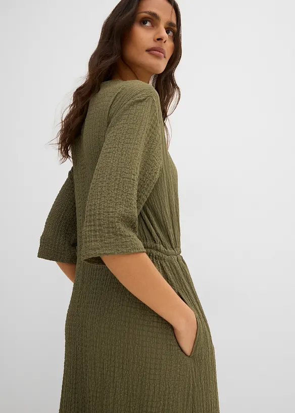 Abito midi in materiale operato, bonprix
