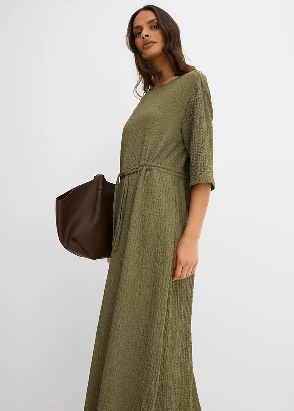 Abito midi in materiale operato, bonprix