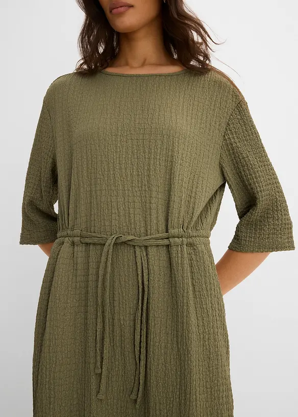 Abito midi in materiale operato, bonprix