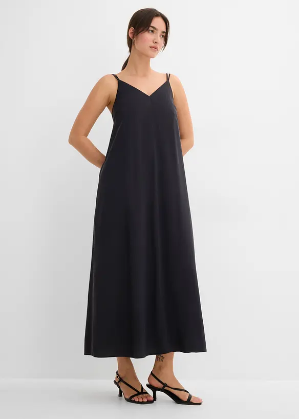 Abito midi in misto viscosa con spalline regolabili, bonprix