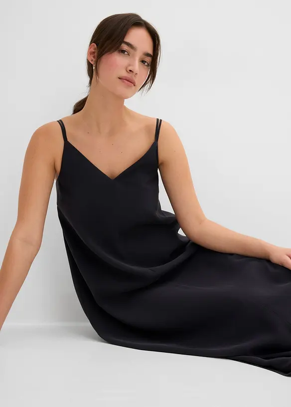 Abito midi in misto viscosa con spalline regolabili, bonprix